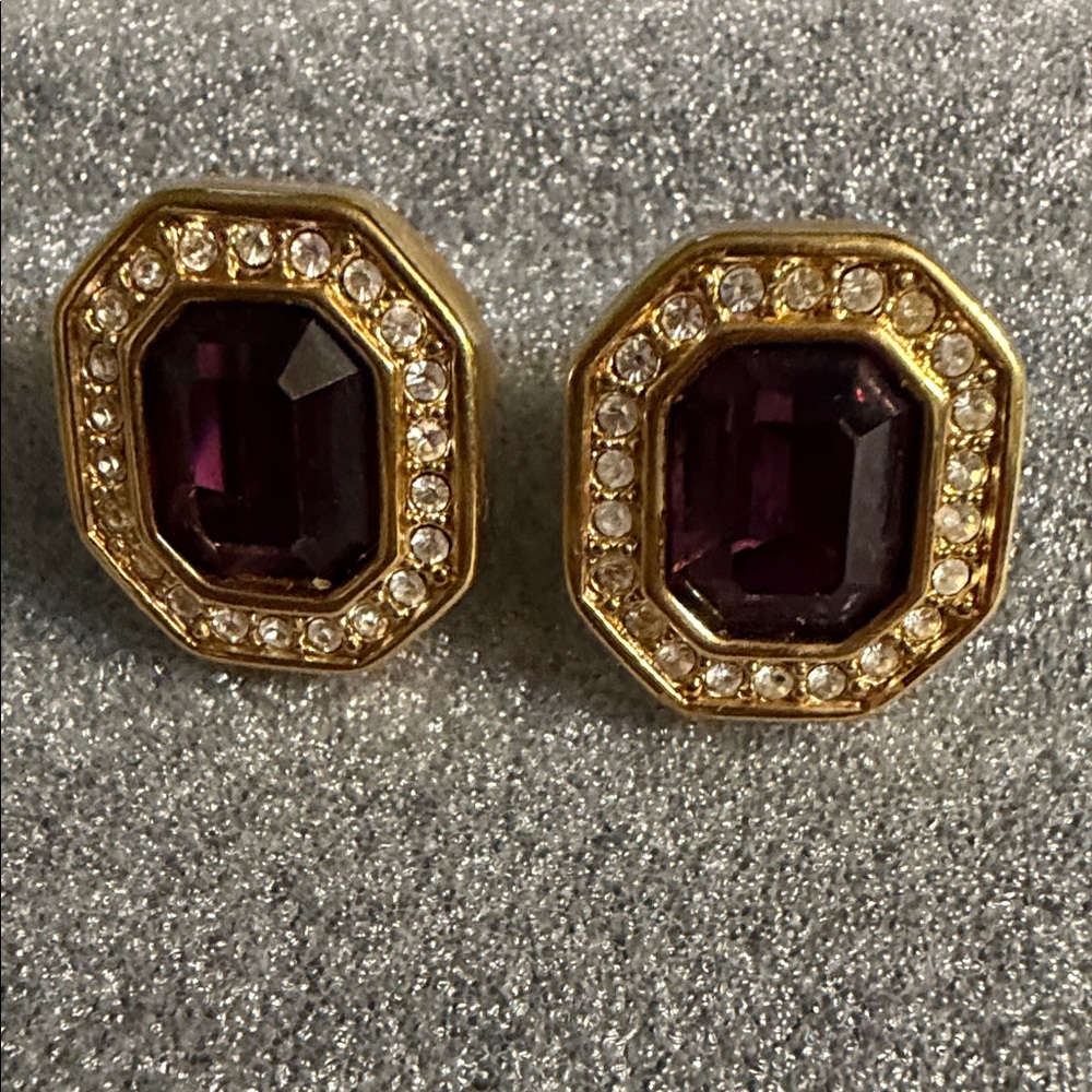 Swarovski Gold and Deep Purple Earrings